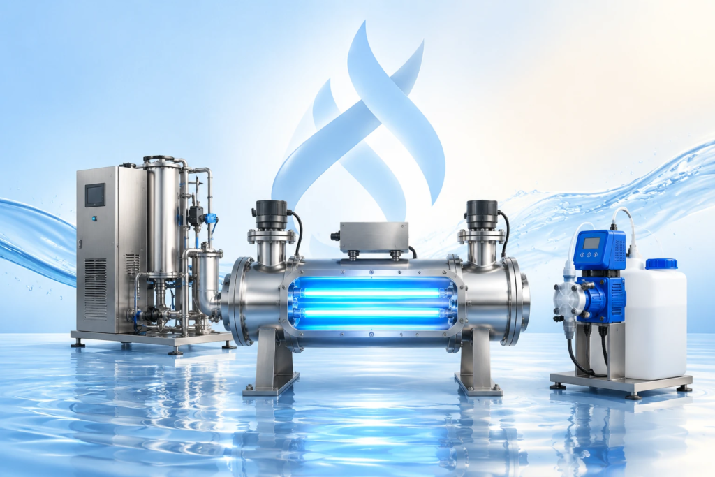 روش‌های گندزدایی آب صنعتی شامل کلرزنی، ازن‌زنی و سیستم اشعه فرابنفش UV دریاصنعت